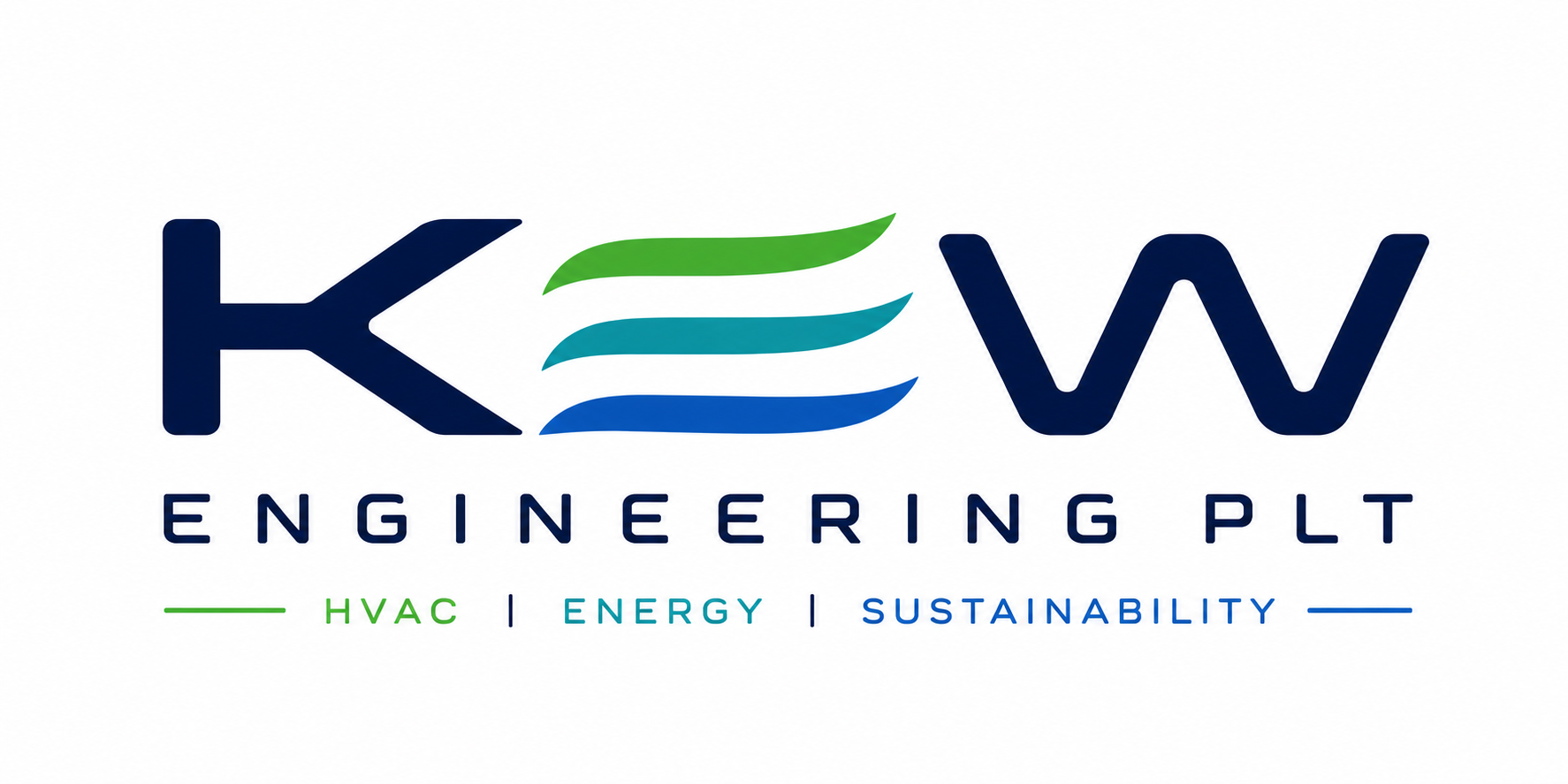 KEW Engineering PLT logo with HVAC, Energy and Sustainability tagline