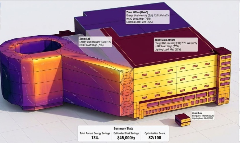 Energy simulation and technical analysis result graphic